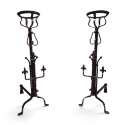 French Gothic Revival Landiers with Fleur-de-Lys - Styylish