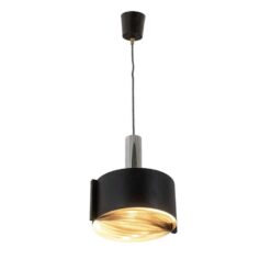 1960s French Black and Chrome Pendant Light - Styylish