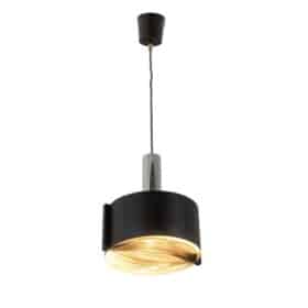 1960s French Black and Chrome Pendant Light