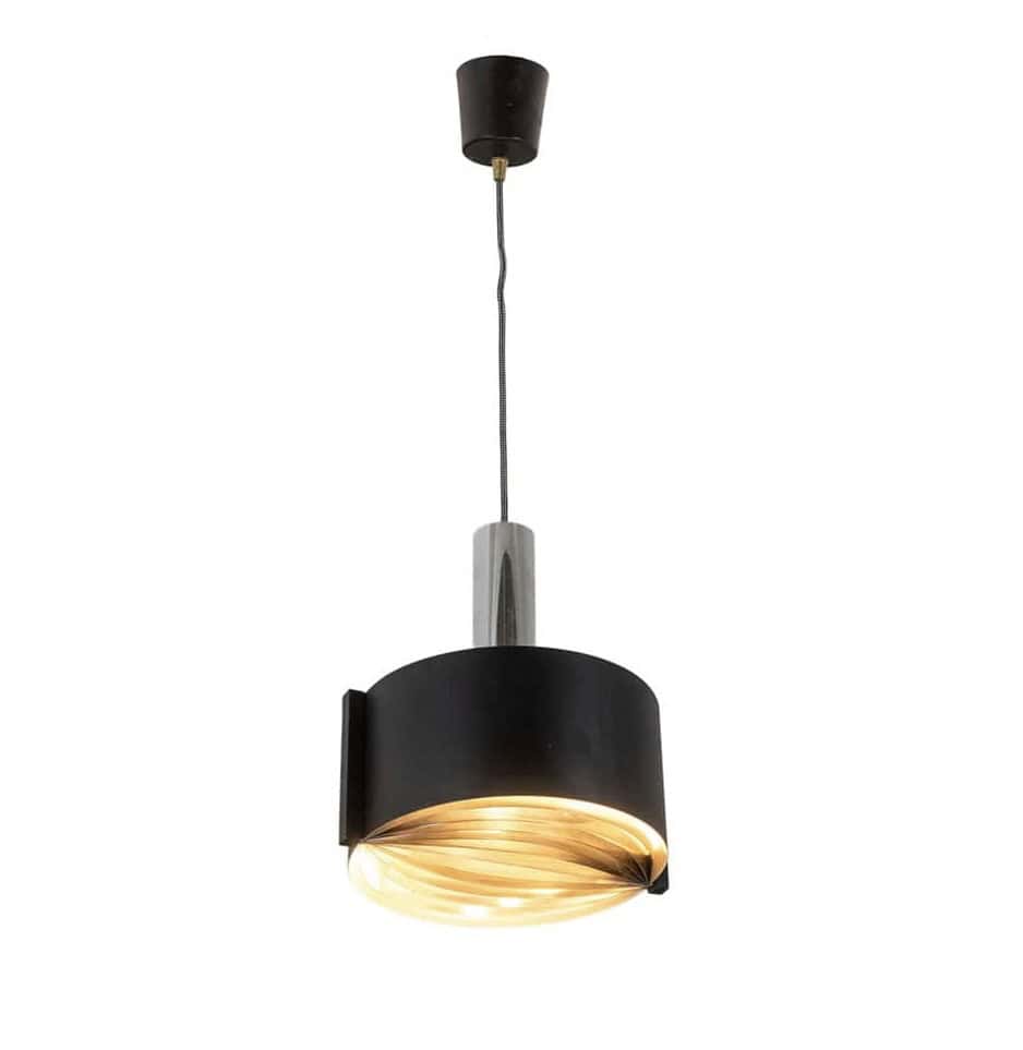 1960s French Black and Chrome Pendant Light - Styylish
