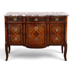 18th Century French Transition Marquetry Chest of Drawers with Marble Top- Styylish