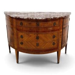 18th Century French Louis XVI Demilune Marquetry Commode with Marble Top- Styylish