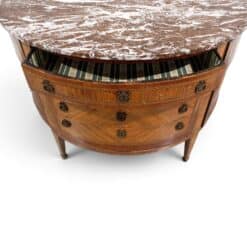 18th Century French Louis XVI Demilune Marquetry Commode with Marble Top- view from above- Styylish