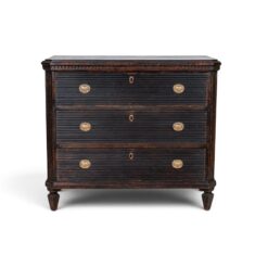 Antique Swedish Gustavian Black Painted Chest of Drawers- Styylish