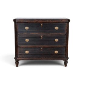 Antique Swedish Gustavian Black Painted Chest of Drawers, circa 1850