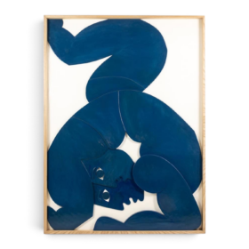 The Twins, Contemporary Carved Wood Bas-Relief Panel