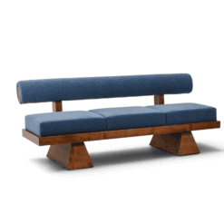 Contemporary 3-Seater Bench in Light Ash and Mohair Velvet - Styylish
