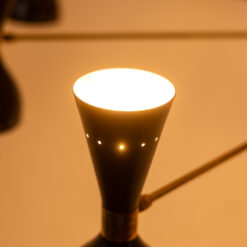 Italian Diabolo Chandelier in Black Metal and Patinated Brass - Bulb Detail - Styylish