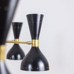 Italian Diabolo Chandelier in Black Metal and Patinated Brass - Bulb Side View Four - Styylish