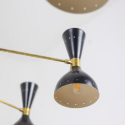 Italian Diabolo Chandelier in Black Metal and Patinated Brass - Bulb from Below - Styylish