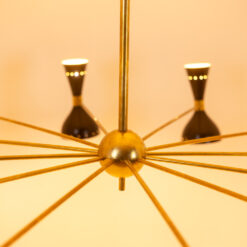 Italian Diabolo Chandelier in Black Metal and Patinated Brass - Center Detail - Styylish