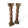 Pair of antique Baroque Solomonic columns with carved acanthus leaves - Styylish