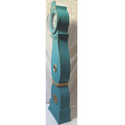 Antique Swedish Mora Clock in turquoise and gold- side view right- Styylish