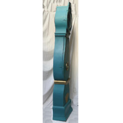 Antique Swedish Mora Clock in turquoise and gold- side view left- Styylish