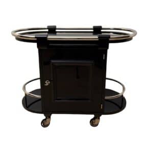 Art Deco Bar Cart, Black Lacquer, France, circa 1930
