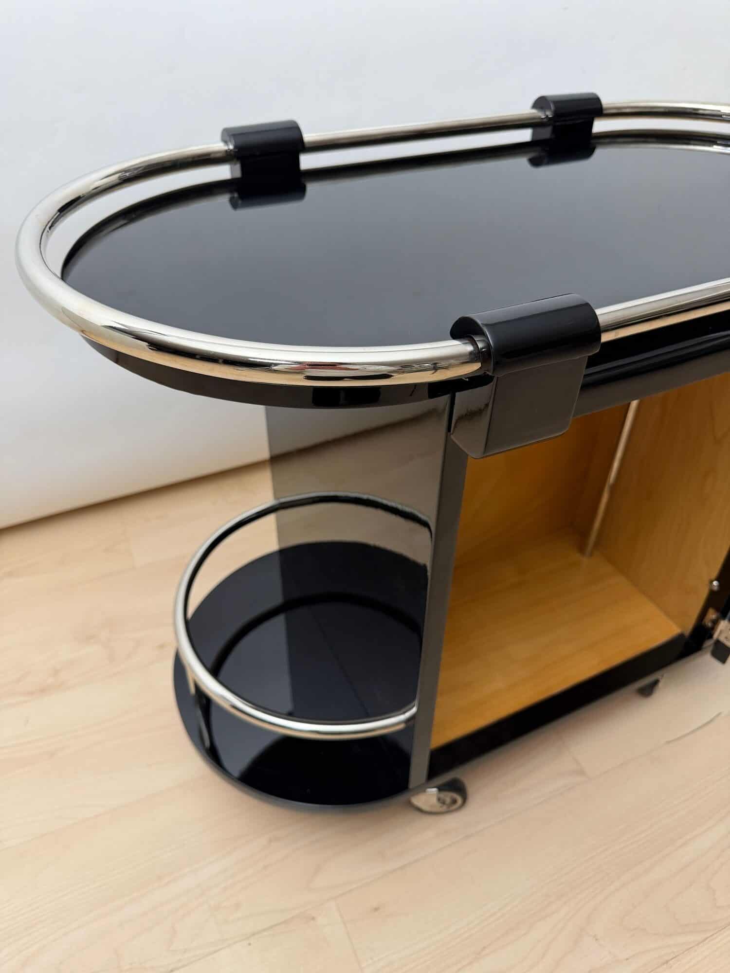 Art Deco Bar Cart, Black Lacquer, France, circa 1930 - Image 11