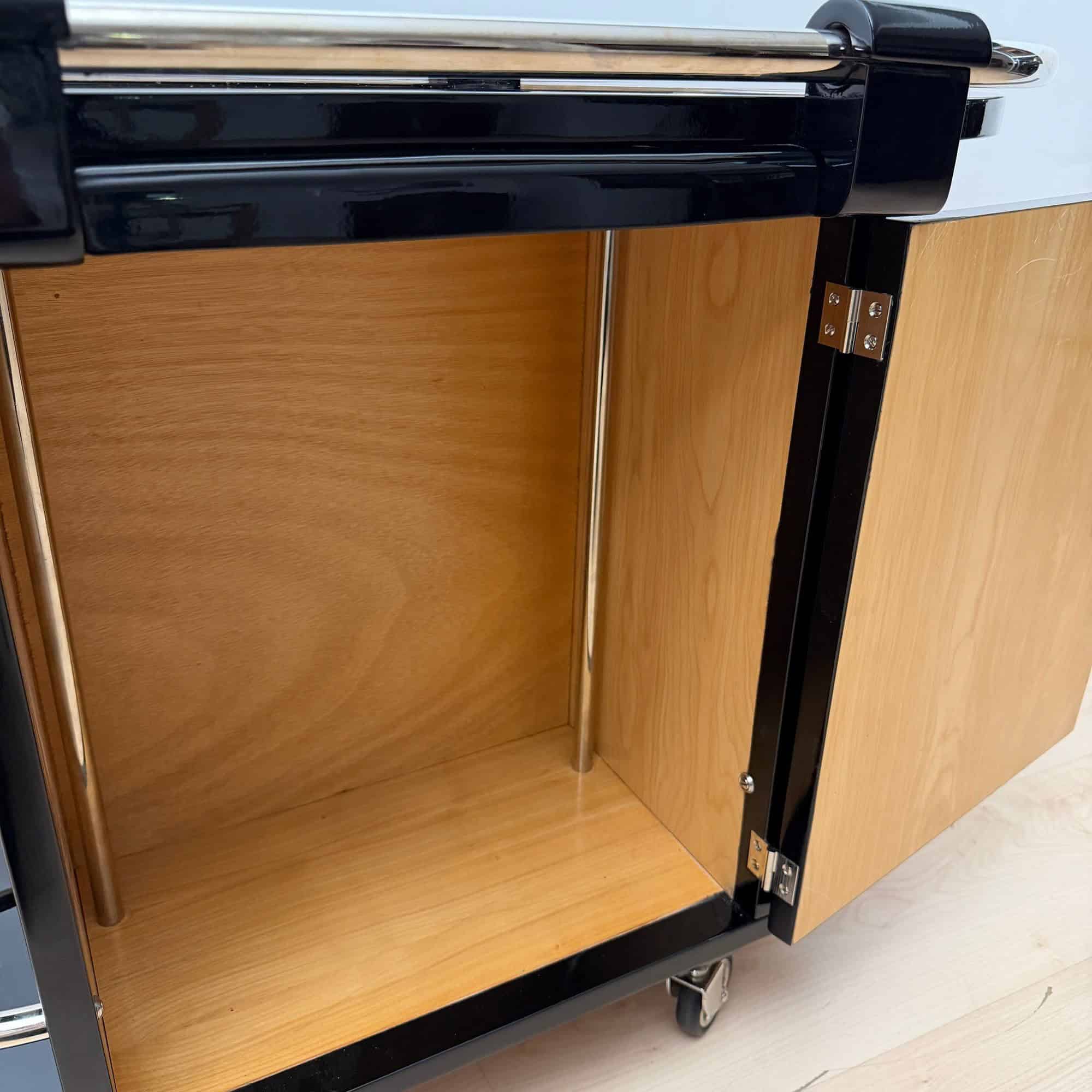 Art Deco Bar Cart, Black Lacquer, France, circa 1930 - Image 12