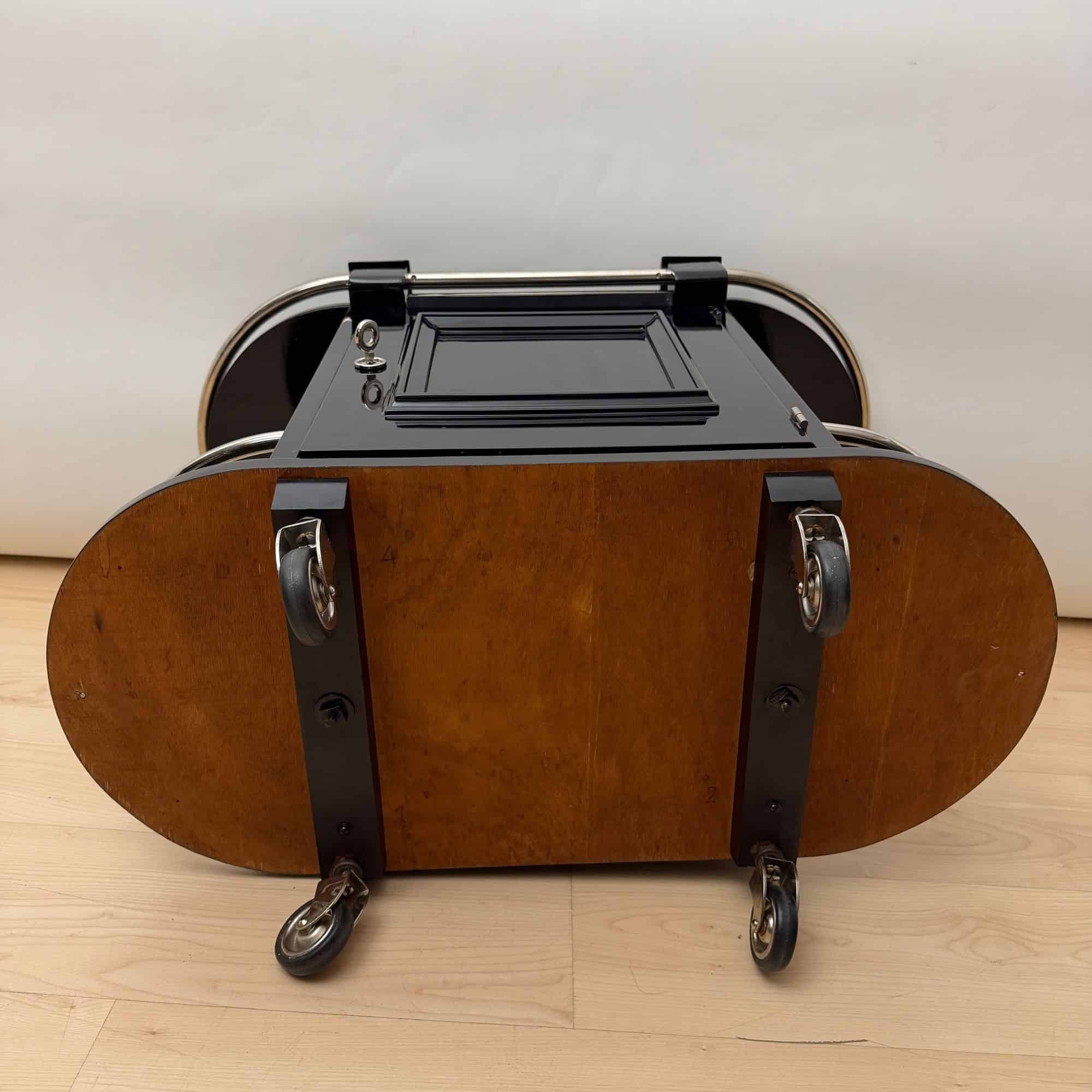 Art Deco Bar Cart, Black Lacquer, France, circa 1930 - Image 20