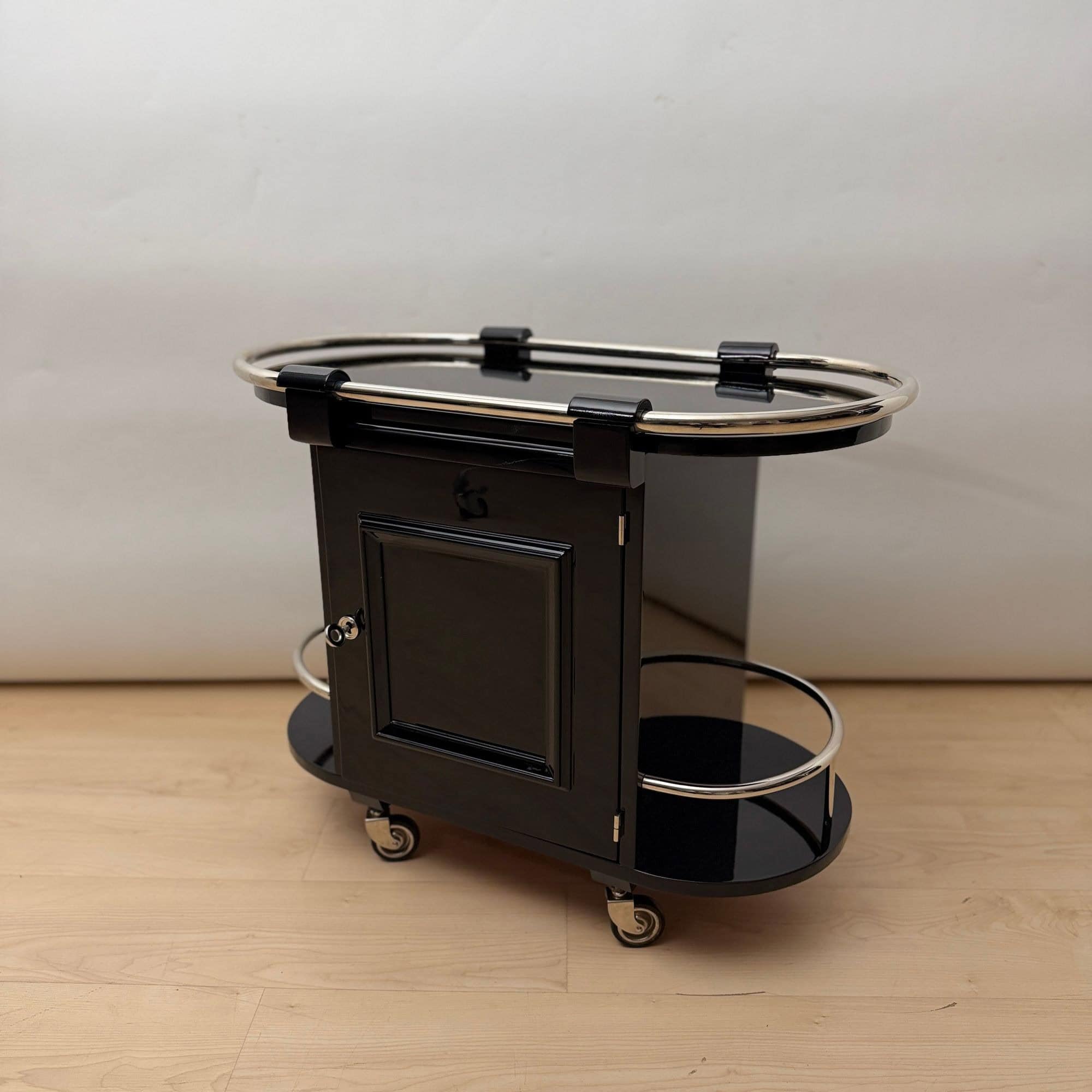 Art Deco Bar Cart, Black Lacquer, France, circa 1930 - Image 2