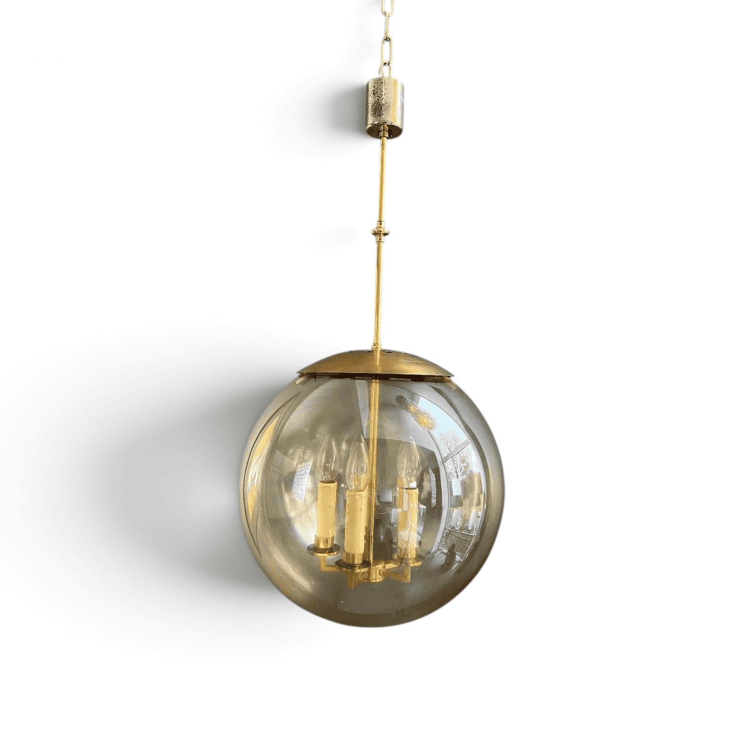 1970s Smoked Glass Globe Pendant Light - Styylish