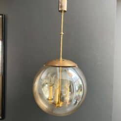 1970s Smoked Glass Globe Pendant Light - Front View - Styylish