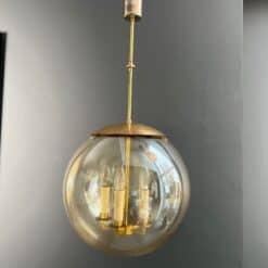 1970s Smoked Glass Globe Pendant Light - Side View - Styylish