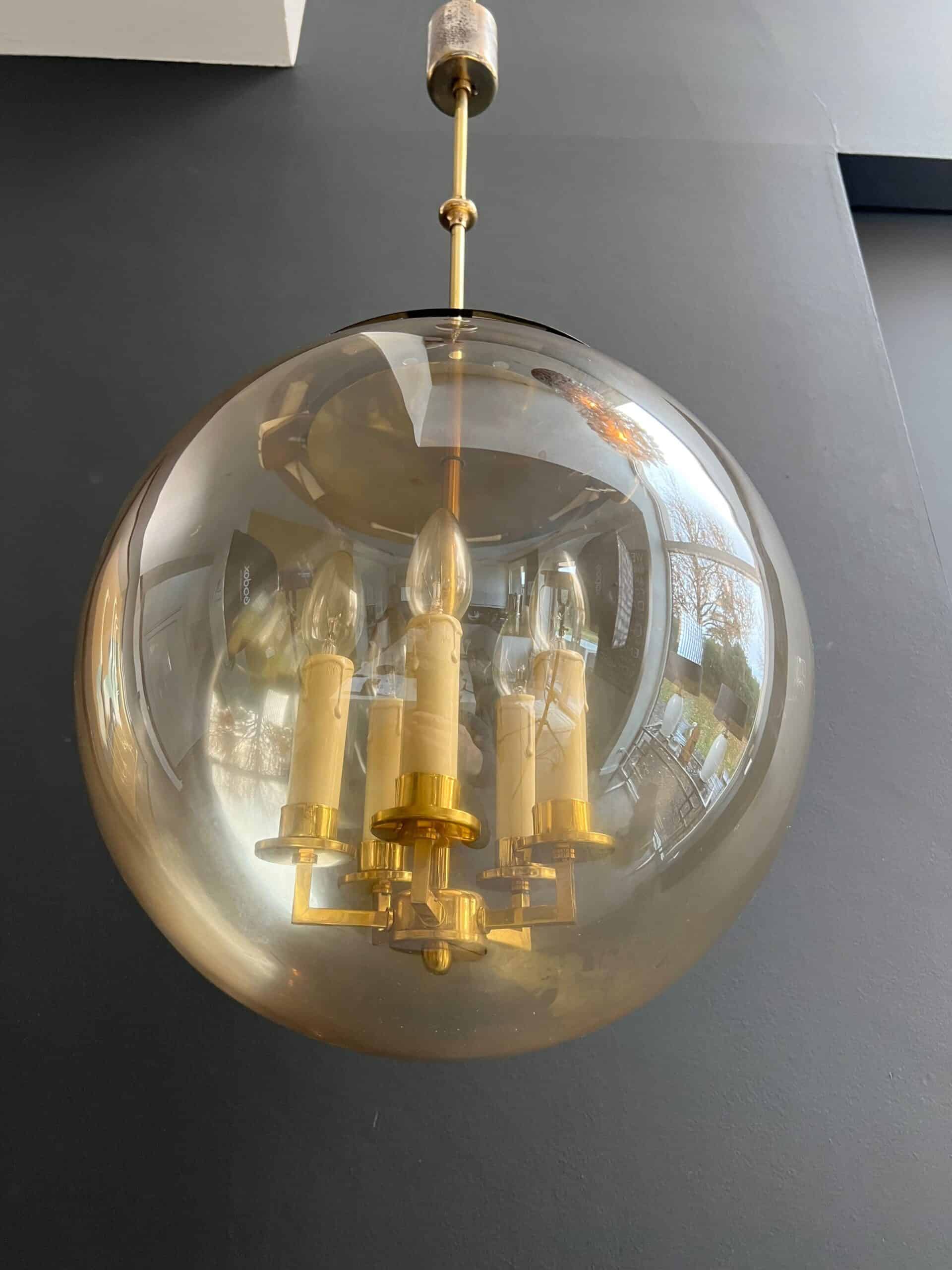 1970s Smoked Glass Globe Pendant Light - Globe Detail - Styylish