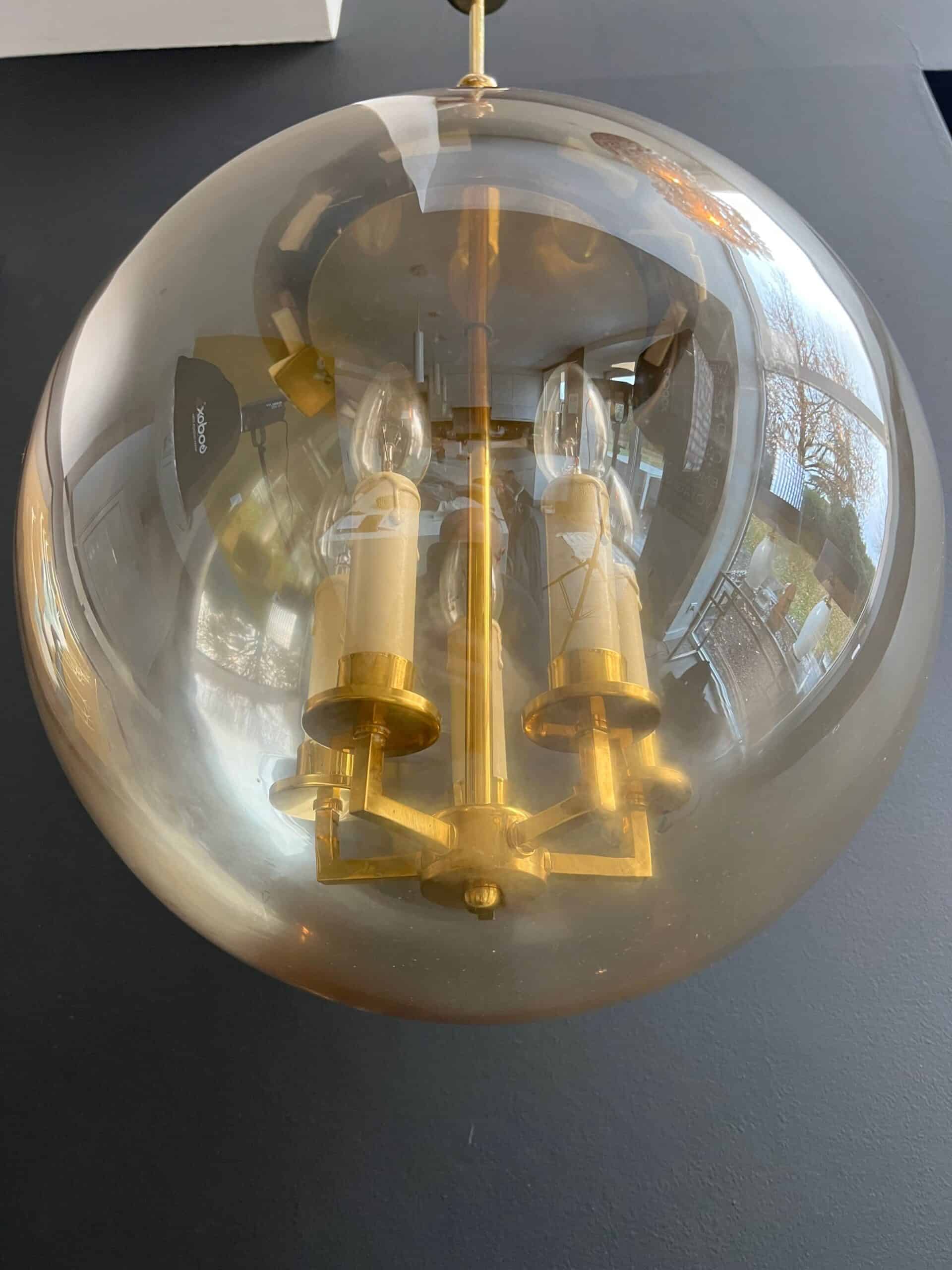 1970s Smoked Glass Globe Pendant Light - Globe Detail Two - Styylish