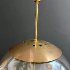 1970s Smoked Glass Globe Pendant Light - Stem Detail - Styylish
