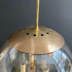 1970s Smoked Glass Globe Pendant Light - Fixture Detail - Styylish