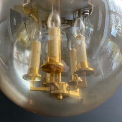 1970s Smoked Glass Globe Pendant Light - Candle Detail - Styylish