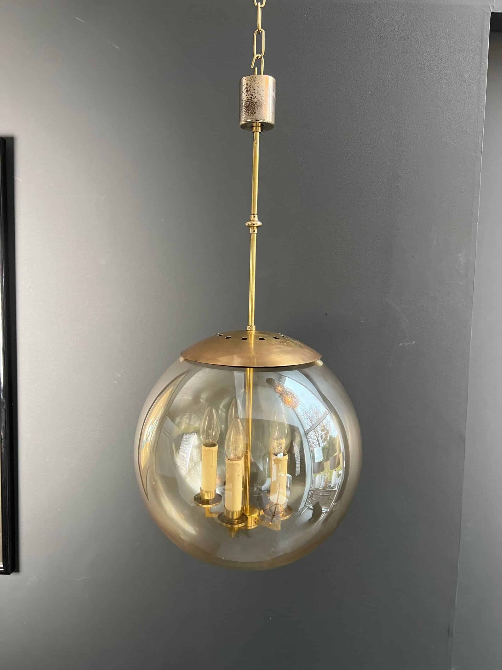 1970s Smoked Glass Globe Pendant Light - Alt View - Styylish
