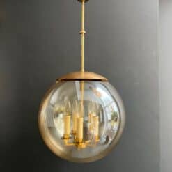 1970s Smoked Glass Globe Pendant Light - Alt View - Styylish