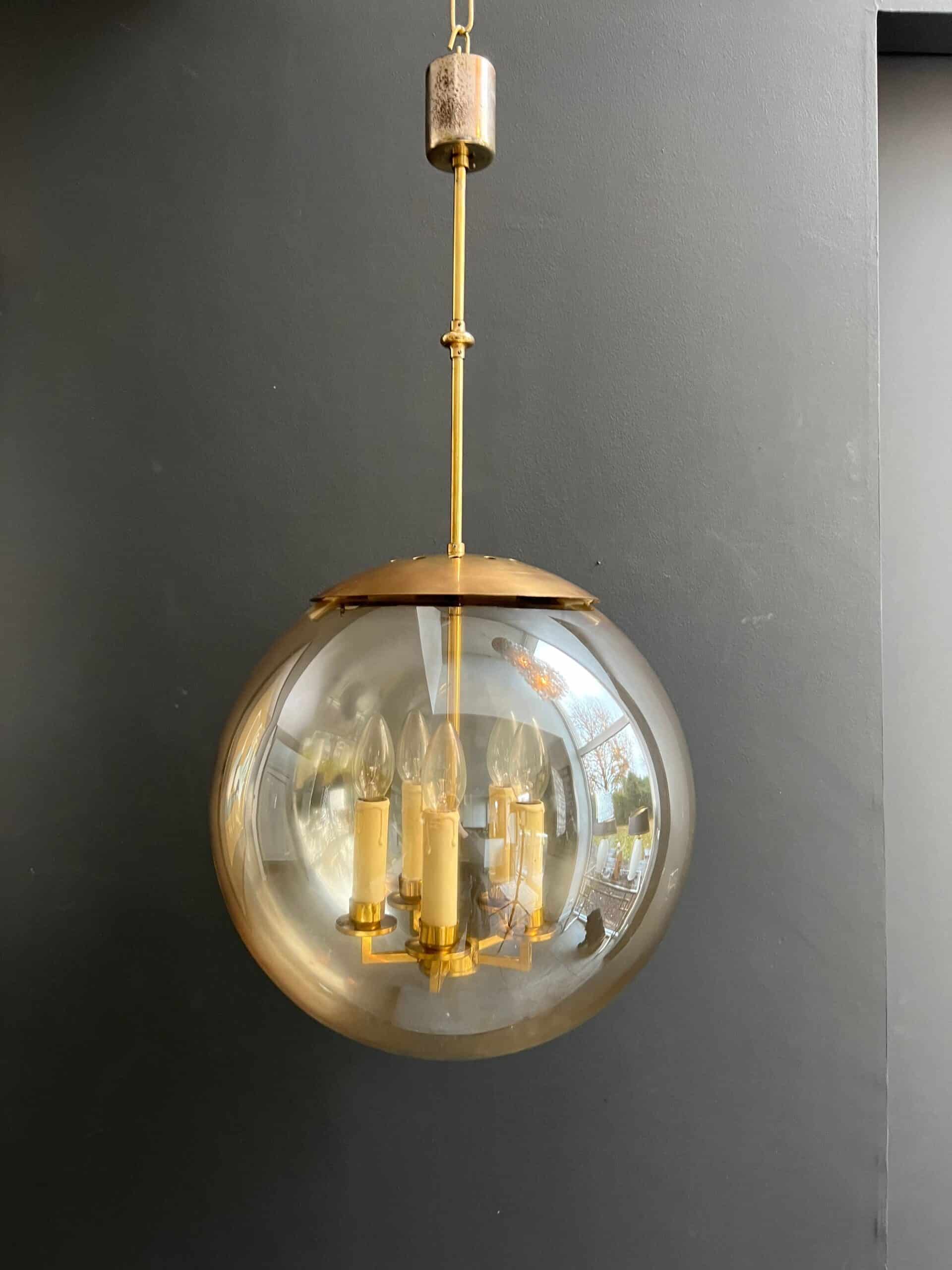 1970s Smoked Glass Globe Pendant Light - Alt View - Styylish
