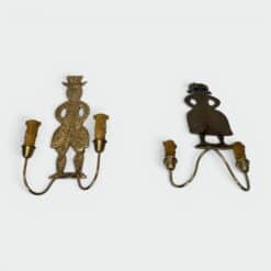 Pair of French 1950s Gilded Brass Figural Sconces - Front and Back View - Styylish