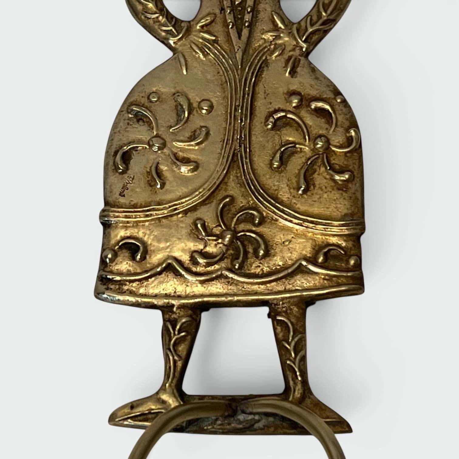 Pair of French 1950s Gilded Brass Figural Sconces - Lady Dress Detail - Styylish