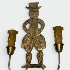 Pair of French 1950s Gilded Brass Figural Sconces - Gentleman Detail - Styylish