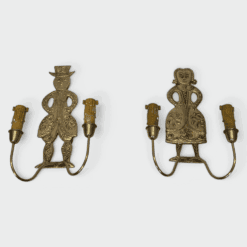 Pair of French 1950s Gilded Brass Figural Sconces - Wide View Two - Styylish