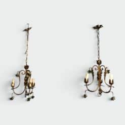 Pair of Italian 1950s Gilt Tole Chandelier Sconces - View One - Styylish