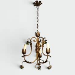 Pair of Italian 1950s Gilt Tole Chandelier Sconces - View Three - Styylish