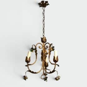 Pair of Italian 1950s Gilt Tole Chandelier Sconces