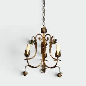 Pair of Italian 1950s Gilt Tole Chandelier Sconces