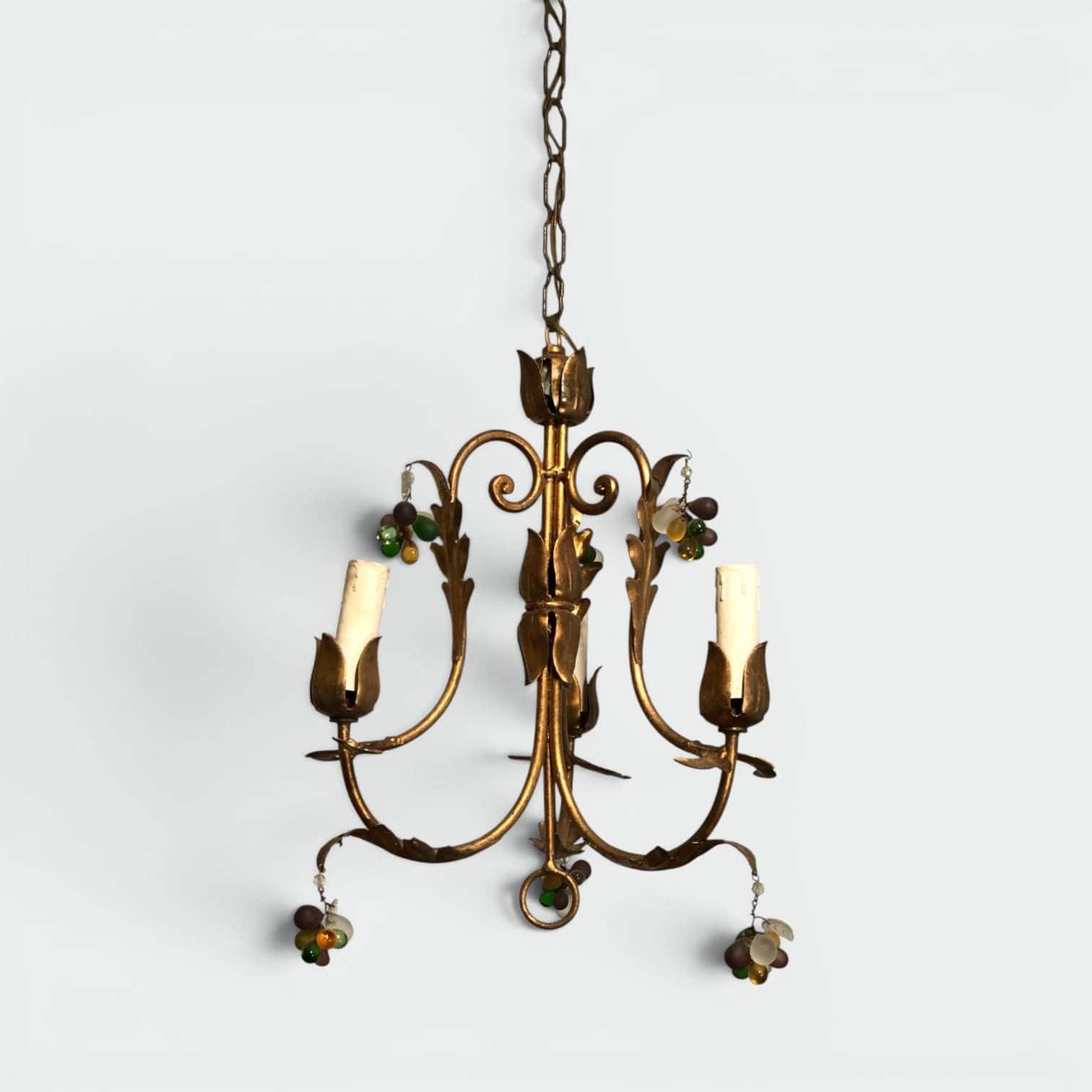 Pair of Italian 1950s Gilt Tole Chandelier Sconces - View Four - Styylish