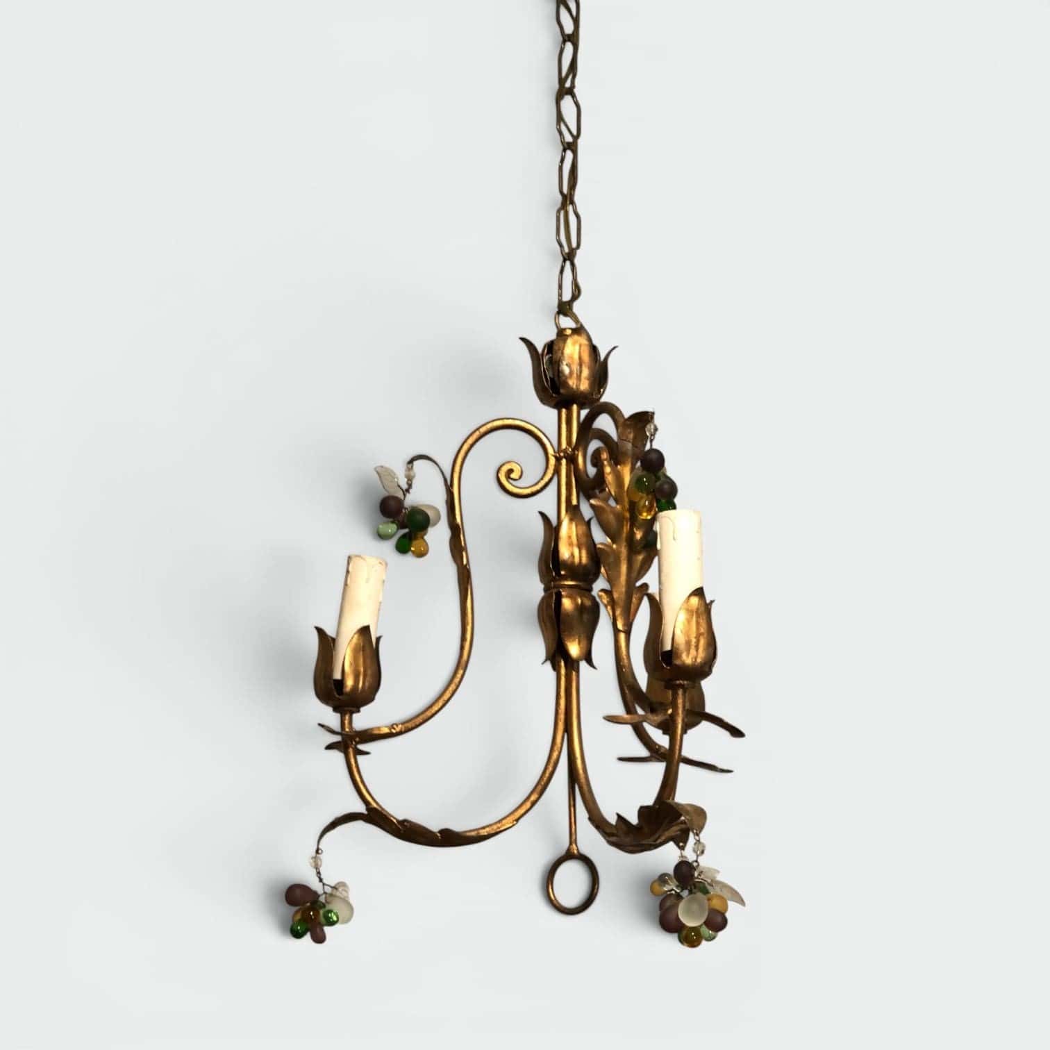 Pair of Italian 1950s Gilt Tole Chandelier Sconces - View Six - Styylish