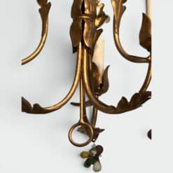 Pair of Italian 1950s Gilt Tole Chandelier Sconces - Detail Three - Styylish