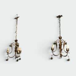 Pair of Italian 1950s Gilt Tole Chandelier Sconces - View Eight - Styylish