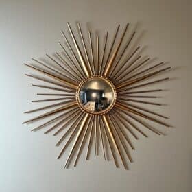 French 1950s–1960s Chaty Style Sunburst Mirror