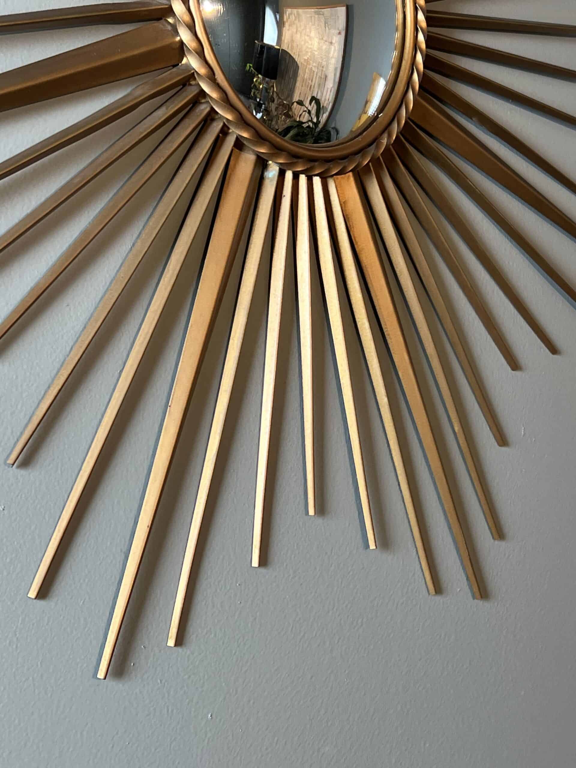 French 1950s–1960s Chaty Style Sunburst Mirror - Detail Three - Styylish