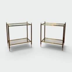 Pair of Maison Jansen Style Brass and Glass Side Tables - Styylish