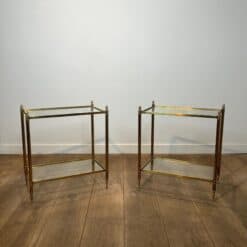 Pair of Maison Jansen Style Brass and Glass Side Tables - Pair View - Styylish